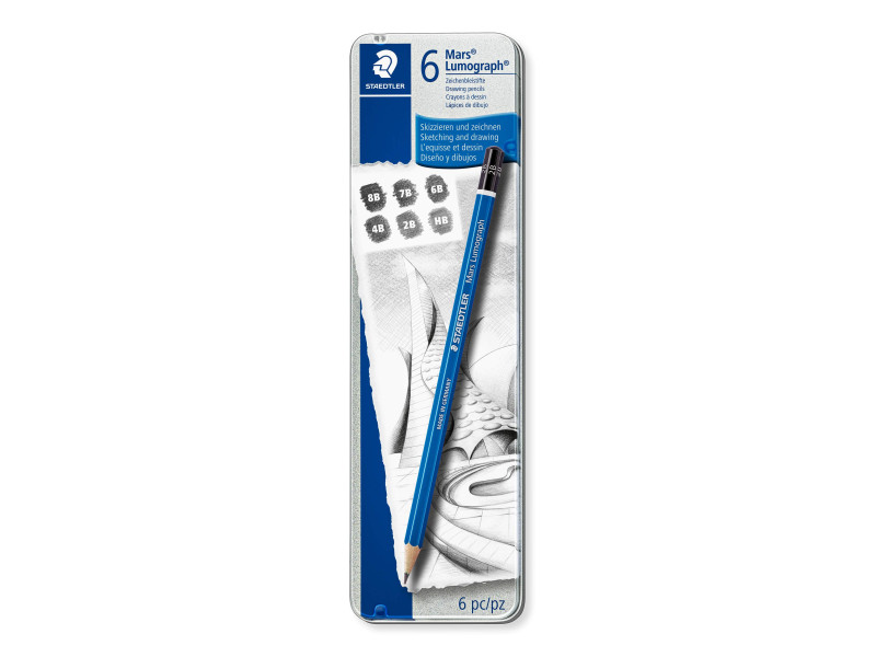 STAEDTLER Crayon Mars Lumograph, étui métallique de 6