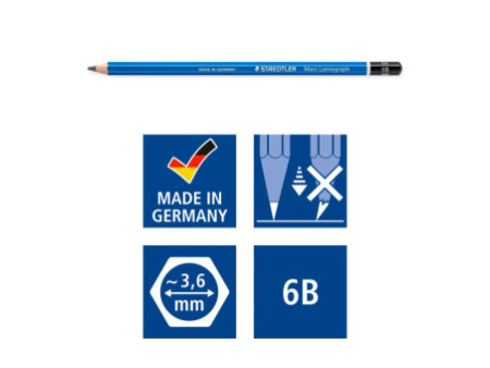 STAEDTLER Crayon Mars Lumograph, étui métallique de 6