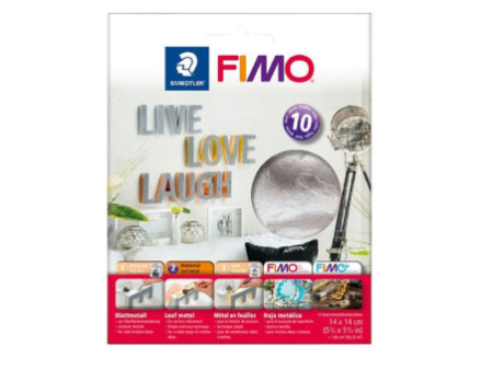 FIMO Métal en feuilles, 10 feuilles, argent