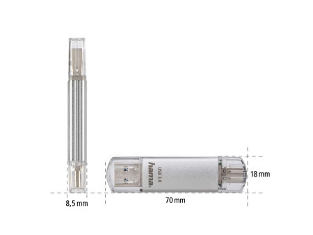 hama Clé USB 3.0/3.1 'C-Laeta', 16 GB, argent