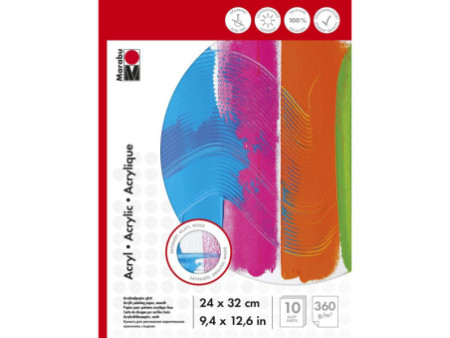 Marabu Bloc de peinture acylique, 240 x 320 mm, 360 g/m2