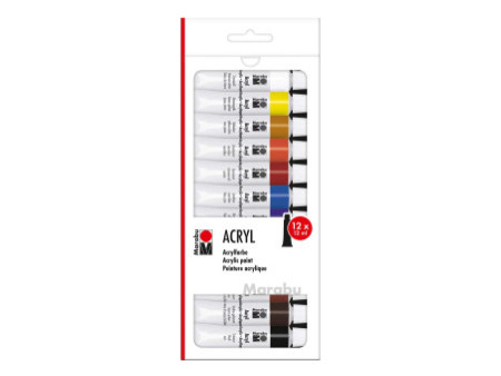 Marabu Peinture acrylique,12 ml, kit de 12