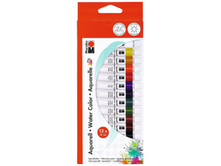 Marabu Peinture aquarelle, 12 ml, Kit de 12