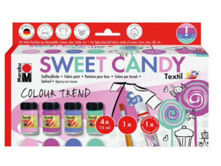 Marabu Peinture pour tissu 'Textil', Kit SWEET CANDY