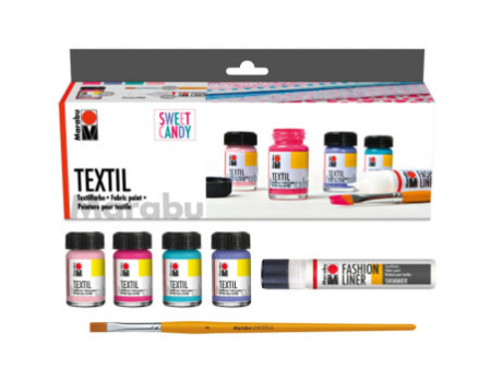 Marabu Peinture pour tissu 'Textil', Kit SWEET CANDY