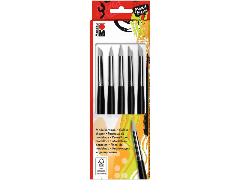 Marabu Kit de pinceau de modélage, pointe en silicone