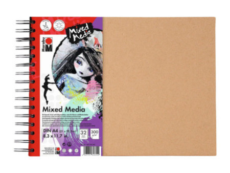 Marabu Cahier à spirale 'Mixed Media', format A4, 300 g/qm,