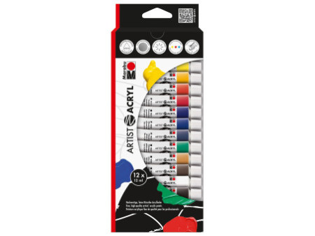 Marabu Set de peinture acrylique 'Artist Acryl', 12 x 12 ml