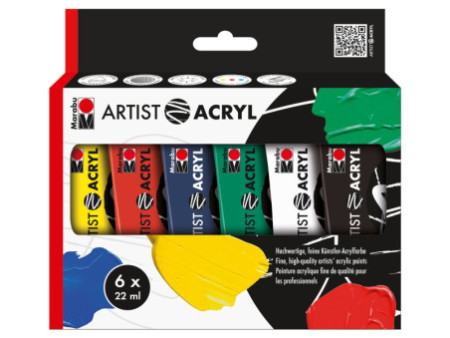 Marabu Set de peinture acrylique 'Artist Acryl', 6 x 22 ml