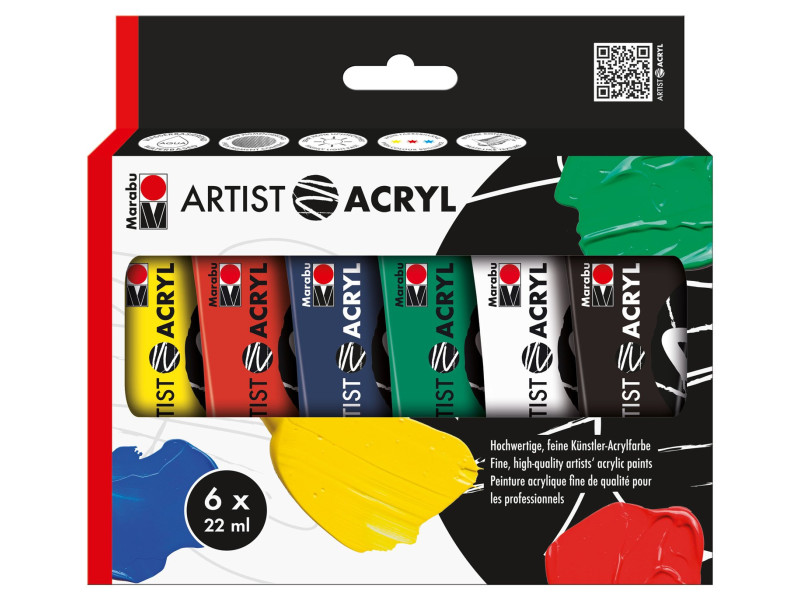 Marabu Set de peinture acrylique 'Artist Acryl', 6 x 22 ml