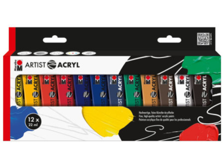 Marabu Set de peinture acrylique 'Artist Acryl', 12 x 22 ml
