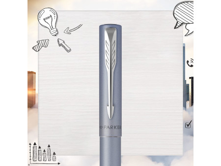 PARKER Stylo roller VECTOR XL, bleu argent métallisé C.T.