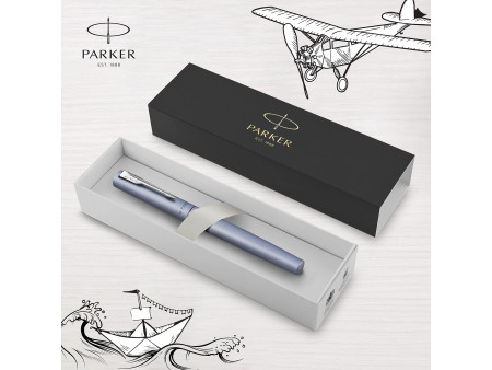 PARKER Stylo roller VECTOR XL, bleu argent métallisé C.T.