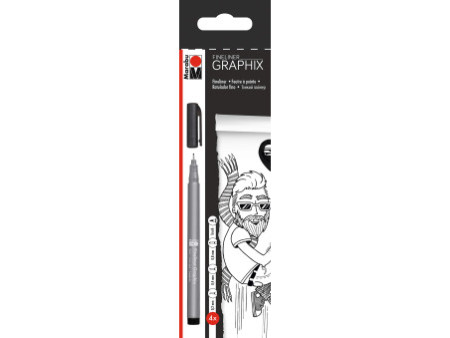 Marabu Feutres fins 'GRAPHIX', noir, étui de 4 en carton,