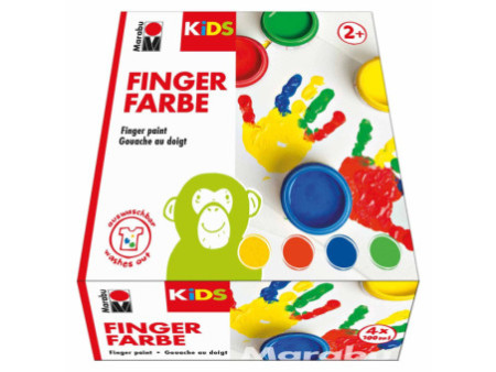 Marabu KiDS Kit de gouache au doigt, 100 ml, kit de 4
