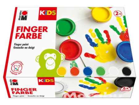 Marabu KiDS Kit de gouache au doigt, 100 ml, kit de 6