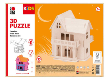 Marabu KiDS Puzzle 3D 'Maison de rêve', 33 pièces