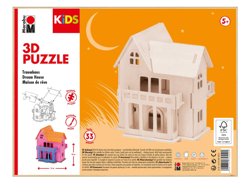 Marabu KiDS Puzzle 3D 'Maison de rêve', 33 pièces