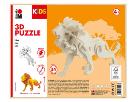 Marabu KiDS Puzzle 3D 'Lion', 34 pièces