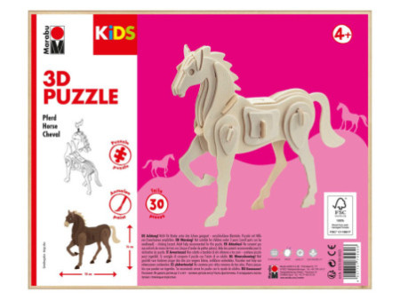 Marabu KiDS Puzzle 3D 'Cheval', 30 pièces