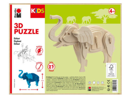 Marabu KiDS Puzzle 3D 'Eléphant', 27 pièces
