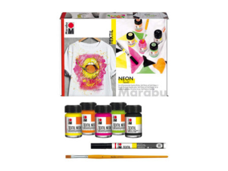 Marabu Set peinture pour tissu Neon Set, 4 x 15 ml