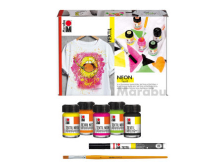 Marabu Set peinture pour tissu Neon Set, 4 x 15 ml