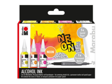 Marabu Encre permanente Alcohol Ink, set fluo 'NEON'