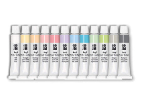 Marabu Set de peinture acrylique 'PASTLL', 12 x 12 ml