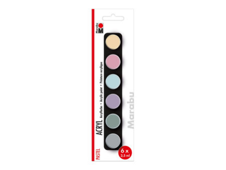 Marabu Set de peinture acrylique 'PASTEL', 6 x 3,5 ml
