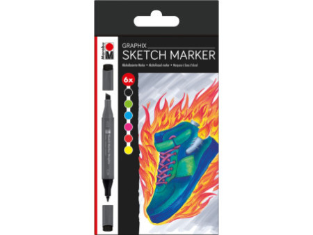 Marabu Marqueur Sketch Graphix 'HEAT', étui de 6