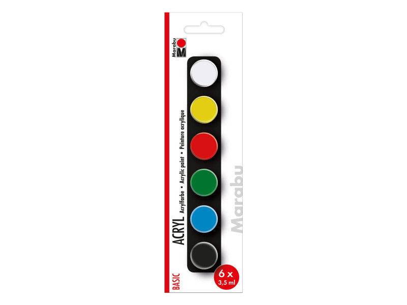 Marabu Set de peinture acrylique 'BASIC', 6 x 3,5 ml