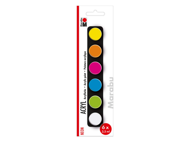 Marabu Set de peinture acrylique 'NEON', 6 x 3,5 ml