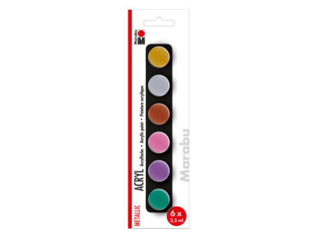Marabu Set de peinture acrylique 'METALLIC', 6 x 3,5 ml
