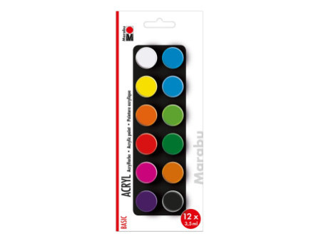 Marabu Set de peinture acrylique 'BASIC', 12 x 3,5 ml