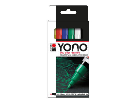 Marabu Feutre acrylique 'YONO', 0,5 - 1,5 mm, set de 6