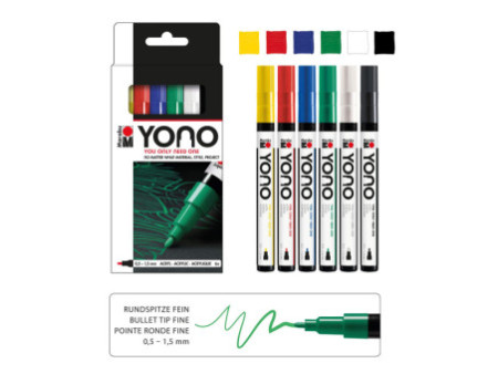 Marabu Feutre acrylique 'YONO', 0,5 - 1,5 mm, set de 6