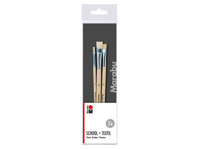 Marabu Set de pinceaux School + Textil, 3 pièces