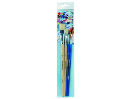 Marabu Set de pinceaux pour l'acrylique Acryl, 4 pièces
