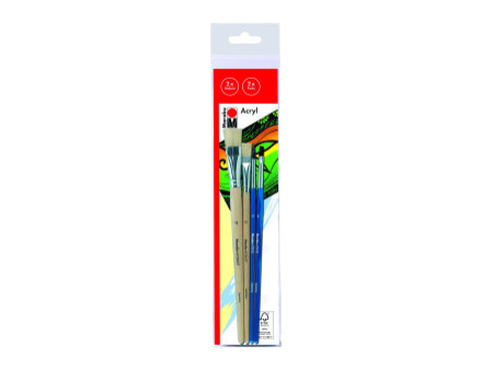 Marabu Set de pinceaux pour l'acrylique Acryl, 4 pièces