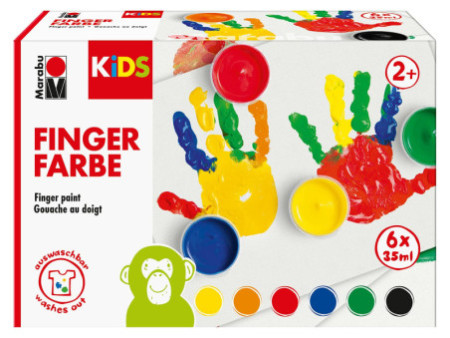 Marabu KIDS Gouache aux doigts, 35 ml, set de 6, assorti