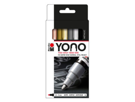 Marabu Feutre acrylique 'YONO', 1,5 - 3,0 mm, set de 4 METAL