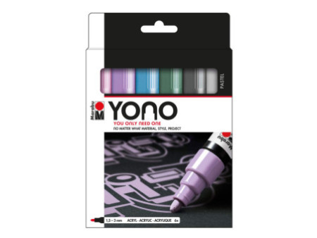 Marabu Feutre acrylique 'YONO', 1,5-3,0 mm, set de 6 PASTEL