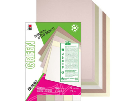 Marabu Green Bloc de papier Nature Mix, A4, en tons naturels