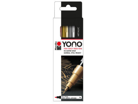 Marabu Feutre acrylique 'YONO', 0,5 - 1,4 mm, set de 4 METAL