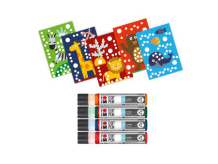 Marabu KiDS Set de peinture point à point Dot Pen 'Animaux'