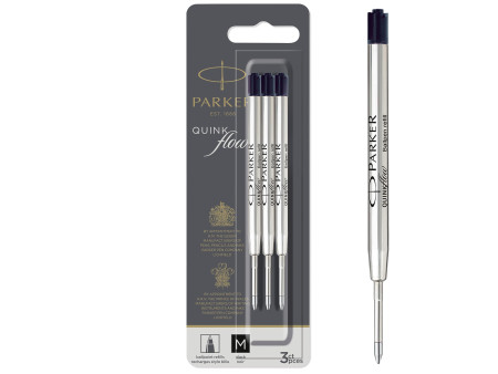 PARKER Recharge pour stylo QUINKflow, M, blister de 3, noir