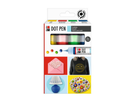 Marabu Peinture point à point Dot Pen, 4 x 25 ml, assorti