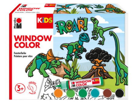 Marabu KiDS Kit Window Color 'Dinosaures', 6 x 25 ml
