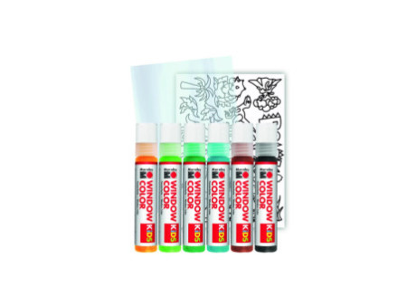 Marabu KiDS Kit Window Color 'Dinosaures', 6 x 25 ml